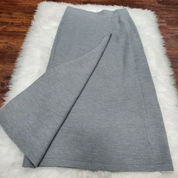 J.Crew Womens XS Gray Merino Wool Blend Wrap Style Midi Skirt - Picture 9 of 12